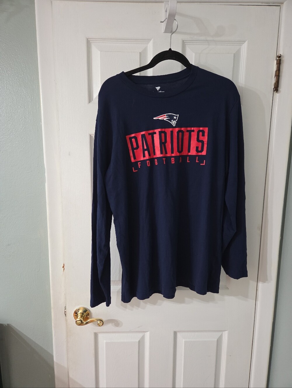 Fanatics New England Patriots Navy Long Sleeve Football Tee.  XL